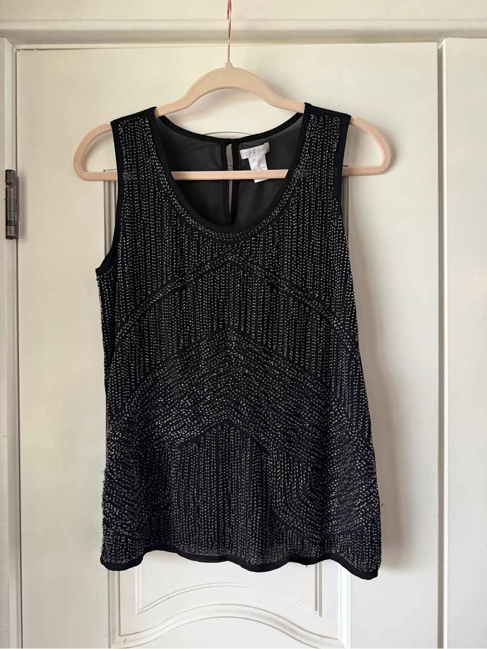 Vintage Y2K Cache Beaded Black Sleeveless Top
